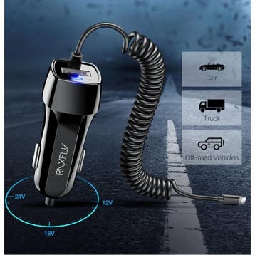 Micro-USB Autolader/Carcharger met 2.4A Fast Charging -, Verzenden