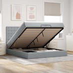 vidaXL Ottoman bed met matrassen 200x200cm stof lichtgrijs, Verzenden, Nieuw