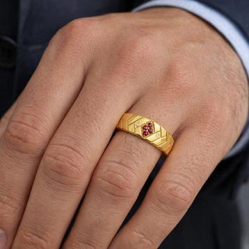Zonder minimumprijs - Ring Verguld Robijn - Diamant - 18k, Nieuw