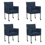 Set van 4 Leren eetkamerstoelen Desire - Toledo Kobalt, Ophalen of Verzenden