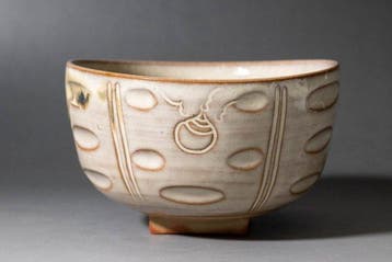Takatori Tawara Chawan Matcha-bowl met glazuurdecoratie -