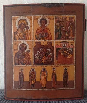 Icône - Notre-Dame de Kazan, Saint Pantaleon, Décapitation