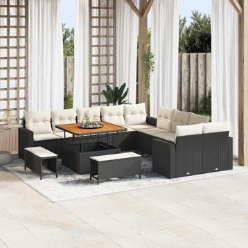 vidaXL Tuinbank Set 17 st 12-Aantal zitplaatsen Zwart en, Tuin en Terras, Verzenden, Nieuw