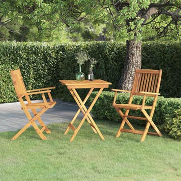 vidaXL 3-delige Tuinset inklapbaar massief acaciahout, Verzenden, Nieuw, Tuinset