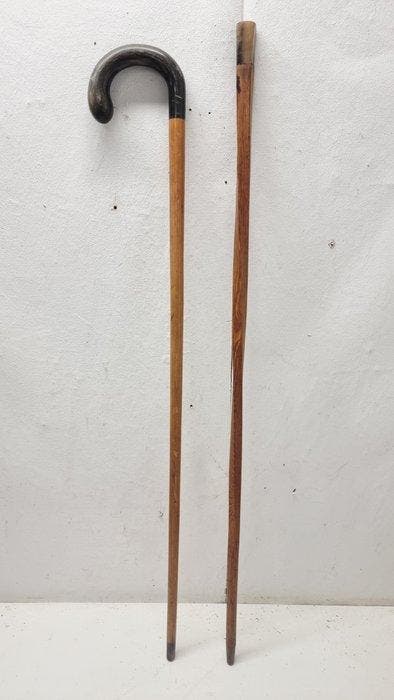 Wandelstok (2) - Hout, Hoorn, Antiek en Kunst, Antiek | Overige Antiek