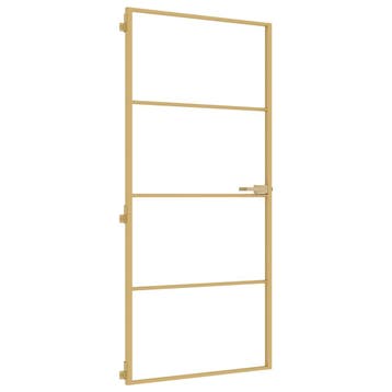 vidaXL Binnendeur smal 93x201,5 cm gehard glas en aluminium, Doe-het-zelf en Bouw, Deuren en Vliegenramen, Verzenden, Nieuw