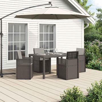 vidaXL Tuin Eettafel Set 5 st Lichtgrijs PP, Tuin en Terras, Verzenden, Nieuw