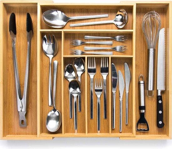 2dekans | Budu Uitschuifbare Bamboe Bestekbak #43 (43 cm, Huis en Inrichting, Keuken | Bestek, Ophalen of Verzenden