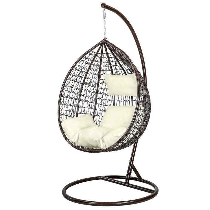 Hangstoel met Frame | Bruin-Creme | Nieuw | Scherpe Prijs, Jardin & Terrasse, Hamacs, Enlèvement ou Envoi