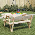 vidaXL Picknicktafel voor 4 kinderen met parasolgat massief, Verzenden, Nieuw