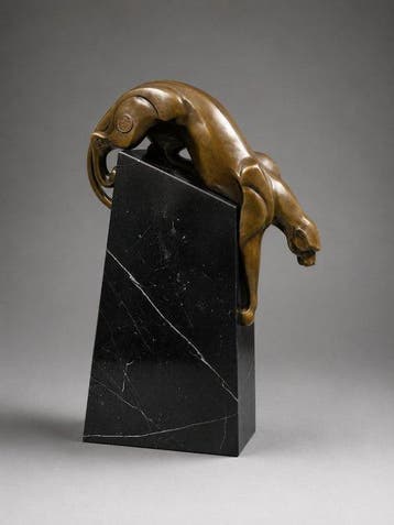 De Coux - Beeld, Exclusief bronzen panterbeeld op zwart