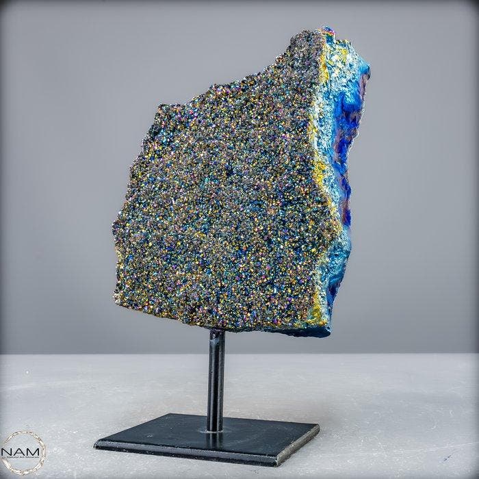 Unieke Aura-amethystdruse op standaard – Schitterende magie, Antiquités & Art, Curiosités & Brocante