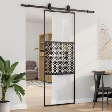 vidaXL Glazen deur 76 x 2 x 205 cm Aluminium Zwart, Doe-het-zelf en Bouw, Verzenden, Nieuw