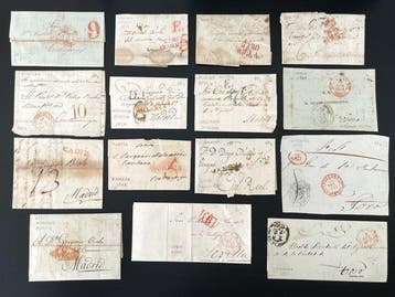Spanje 1816/1848 - Prefilatelie. 15 verzonden brieven uit de, Gestempeld