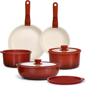 11-delige pannenset Rood | Retour deal | 34% korting!, Verzenden, Pannenset