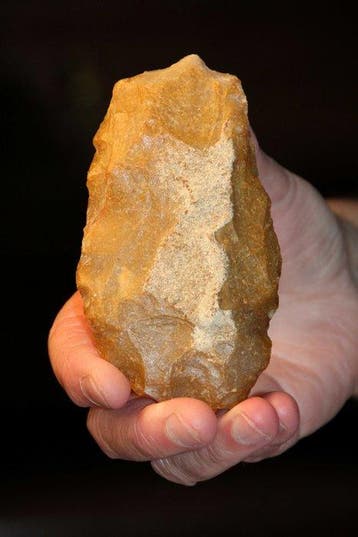 Paleolithisch Vuursteen Bifaciaal werktuig - 110 mm (Zonder, Antiek en Kunst