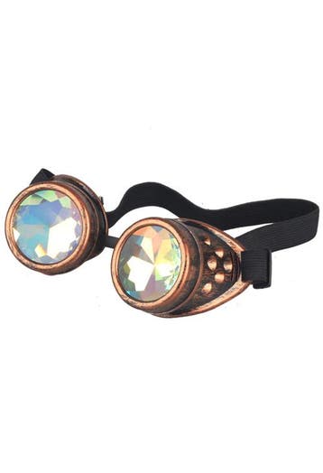 KIMU® Goggles Steampunk Bril Koper Montuur Caleidoscoop Glaz, Ophalen of Verzenden, Nieuw