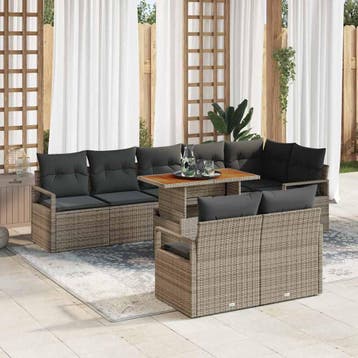 vidaXL Tuinbank Set 9 st 8-Aantal zitplaatsen Grijs en Bruin, Jardin & Terrasse, Verzenden