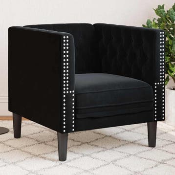 vidaXL Fauteuil Chesterfield-stijl fluweel zwart, Verzenden