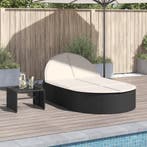vidaXL Ligbed 2-persoons met kussens poly rattan zwart, Verzenden