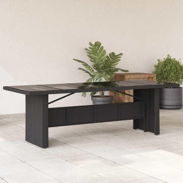 vidaXL Tuintafel met glazen blad 240x90x75 cm poly rattan, Tuin en Terras, Tuintafels, Verzenden, Nieuw