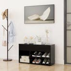 vidaXL Schoenenbank 80x30x45 cm bewerkt hout zwart, Huis en Inrichting, Verzenden, Nieuw