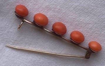 Broche - 12 kt. Roségoud Koraal - Koraal - Natuurlijk koraal