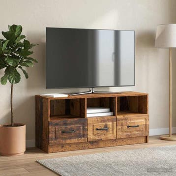 vidaXL TV Kast met lade Oud hout 102 x 34,5 x 47 cm Bewerkt, Verzenden