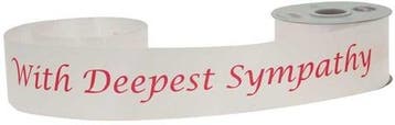 Poly satijn lint with deepest sympathy white herdenking 2, Huis en Inrichting, Nieuw