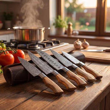 Kitchen Chef set - Tafelmessenset (6) - Staal, olijfoliehout