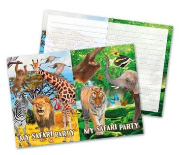 Dieren Uitnodigingen Safari 8st, Hobby en Vrije tijd, Verzenden, Nieuw