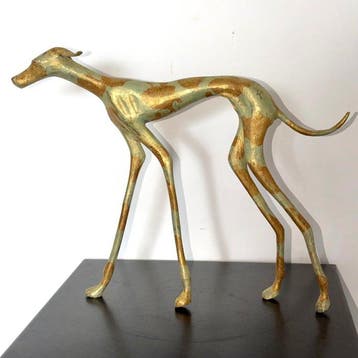 Abdoulaye Derme - Sculpture, Chien, Lévriers stylisé - 26 cm