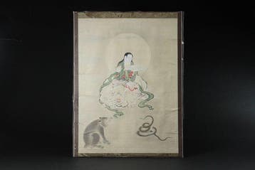 Buddhist Painting of Fugen Bosatsu on White Elephant with
