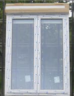 pvc terrasraam , raam , chassis 145 x 210 wit met rolluik, Doe-het-zelf en Bouw, Raamkozijnen en Schuifdeuren, 75 tot 150 cm, Kunststof
