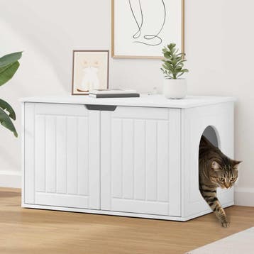 vidaXL Kattenhuis Wit 85 x 55 x 50,5 cm Bewerkt hout, Verzenden