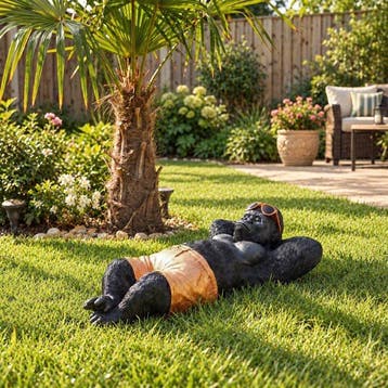 Beeldje - Relaxing Gorilla Statue Decorative Figurine - Hars