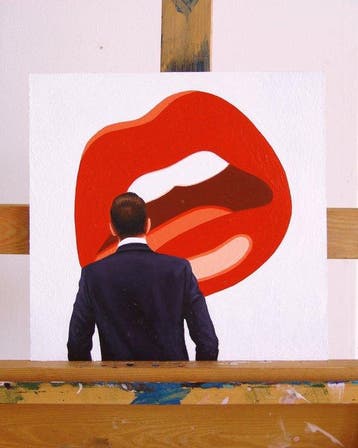 Gerard Boersma (1976) - Hot Lips (painting of a man enjoying, Antiquités & Art