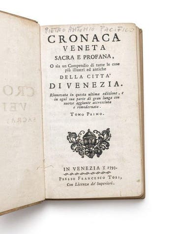 P.A. PACIFICO - Cronaca Veneta Sacra e Profana - 1793