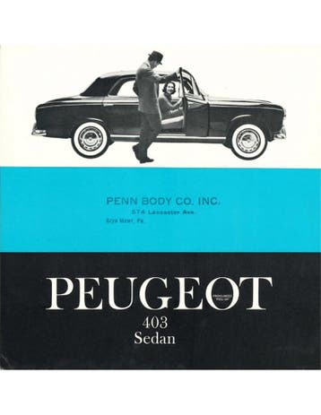 1960 PEUGEOT 403 SEDAN BROCHURE ENGELS (USA)