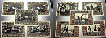 5 x 2 Mark duitse Serienscheine Westerstede 1918-1922, Verzenden