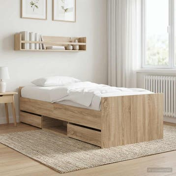 vidaXL Bedframe met lade met hoofdeinde Sonoma Eiken Bewerkt, Verzenden, Nieuw