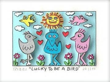 James Rizzi (1950-2011) - Lucky To Be A Bird, Antiek en Kunst