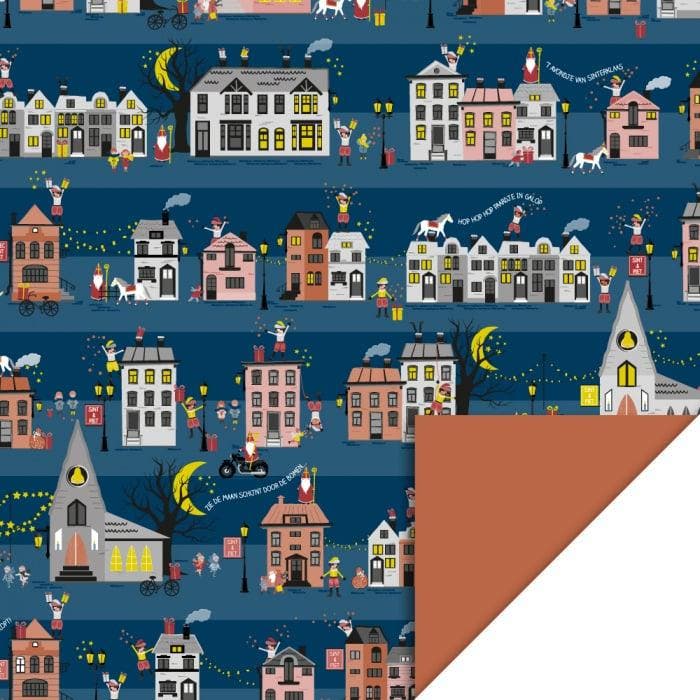 3m Cadeaupapier Sinterklaas Straat (Cadeaupapier 3M), Diversen, Cadeaupapier, Nieuw, Ophalen of Verzenden