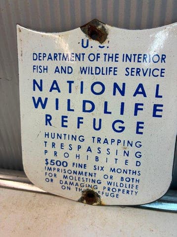 Vintage U.S. National Wildlife Refuge geëmailleerd bord –