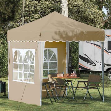 vidaXL Pop-up Feesttent 195 x 195 x 245 cm Crèmekleurig, Tuin en Terras, Verzenden, Nieuw