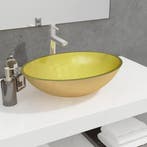 vidaXL Wasbak 50x37x14 cm glas goudkleurig, Verzenden