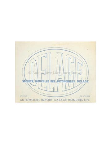 1937 DELAGE PRIJSLIJST BROCHURE FRANS