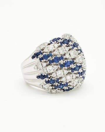 Crivelli - Bague - 18 carats Or blanc Saphir - Diamant