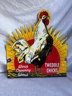 Tweddle Chicks emaille reclamebord – haan met zon – “Worth