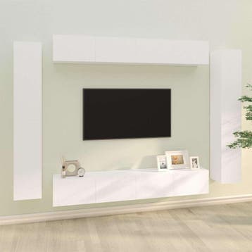 vidaXL 8-delige Tv-meubelset bewerkt hout wit, Verzenden, Nieuw